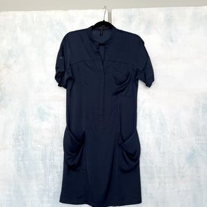 BCBG Navy, silky, shift dress